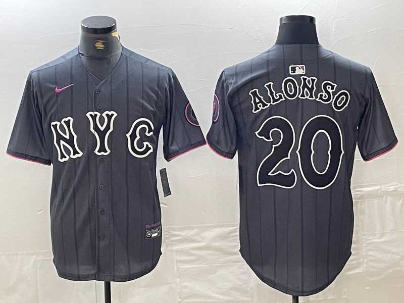 Men%27s New York Mets #20 Pete Alonso Grey 2024 City Connect Cool Base Stitched Jersey->new york mets->MLB Jersey